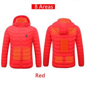 Men 9 Areas Heated Jacket USB Winter Outdoor Electric Heating Jackets Warm Sprots Thermal Coat Clothing Heatable Cotton jacket (size: L)